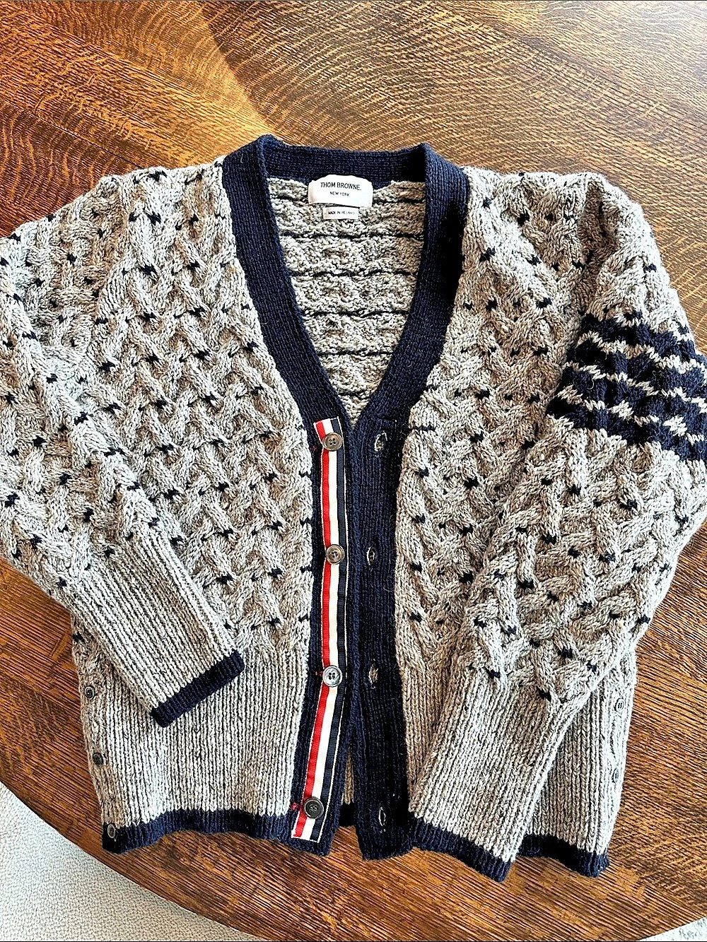 Thom Browne Aran Cable Cardigan Cable Knit Cardigan Gray Black Size 3 Men